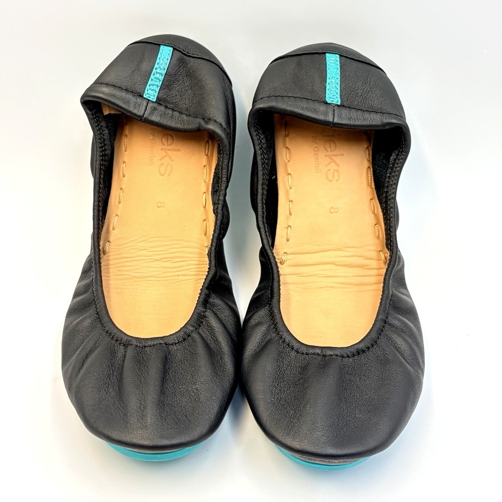 Tieks by Gavrieli Matte Black Leather Foldable Ballet Flats Womens Size 8